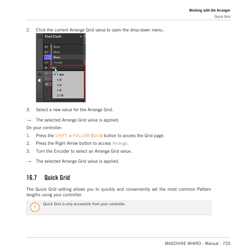 Quick grid, 7 quick grid | Native Instruments MASCHINE MIKRO MK3 Groove Production Studio (Black) User Manual | Page 720 / 807