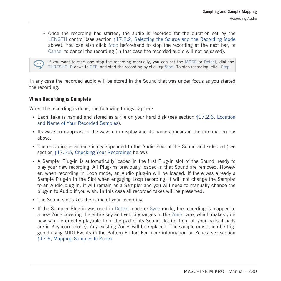 When recording is complete | Native Instruments MASCHINE MIKRO MK3 Groove Production Studio (Black) User Manual | Page 730 / 807