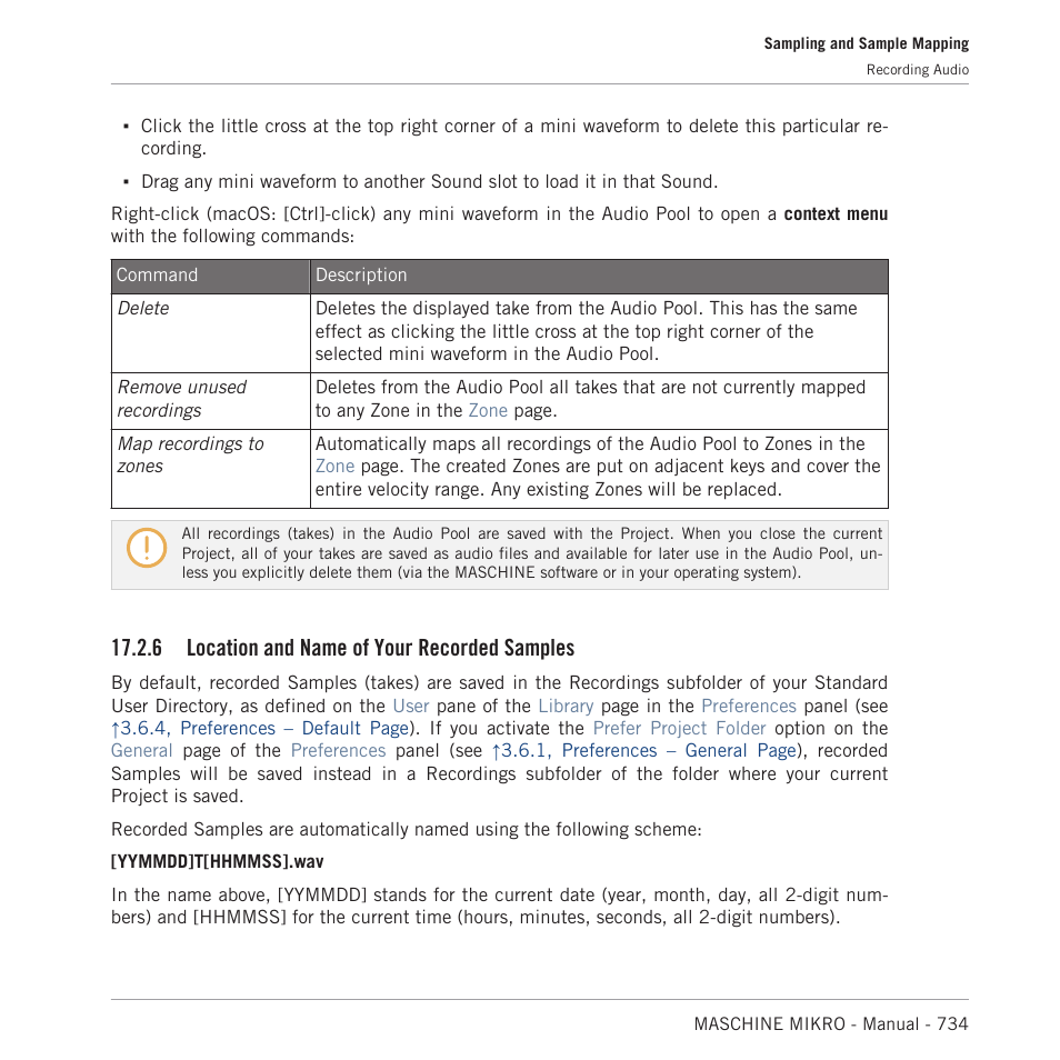 Location and name of your recorded samples, 6, location, And name of your recorded samples | 6 location and name of your recorded samples | Native Instruments MASCHINE MIKRO MK3 Groove Production Studio (Black) User Manual | Page 734 / 807