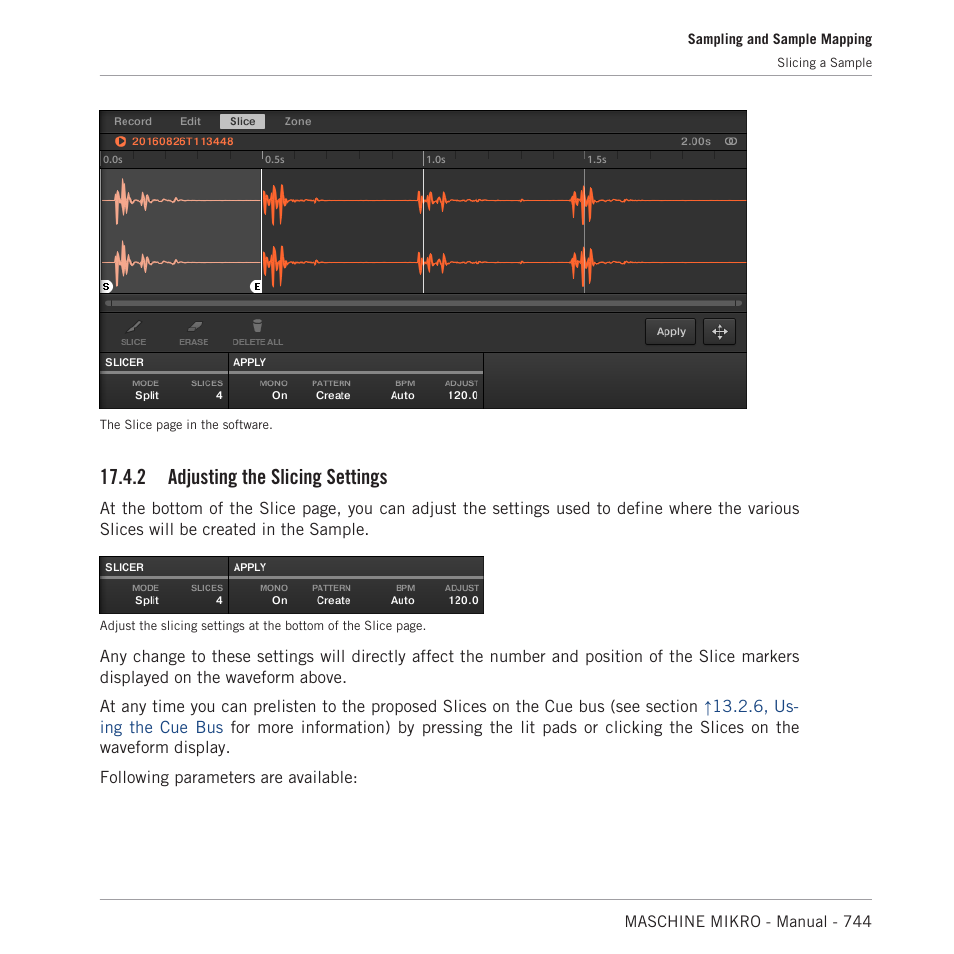Adjusting the slicing settings, 2, adjusting the slicing settings, 2 adjusting the slicing settings | Native Instruments MASCHINE MIKRO MK3 Groove Production Studio (Black) User Manual | Page 744 / 807