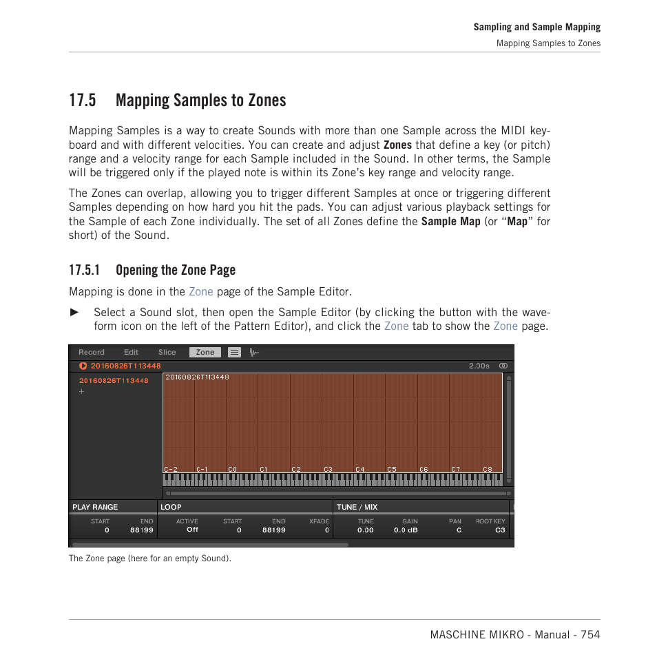 Mapping samples to zones, Ually, 5, mapping samples to zones | 5 mapping samples to zones, 1 opening the zone page | Native Instruments MASCHINE MIKRO MK3 Groove Production Studio (Black) User Manual | Page 754 / 807