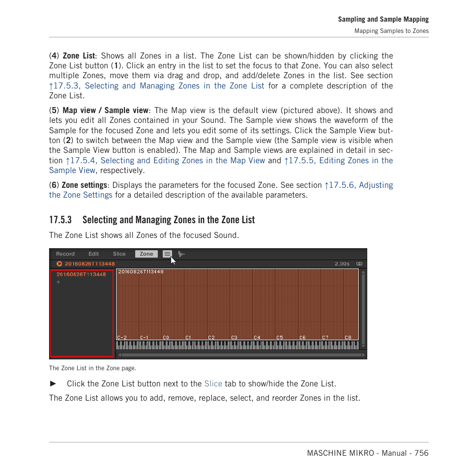 Selecting and managing zones in the zone list, 3, selecting and managing zones in the zone list, 3 selecting and managing zones in the zone list | Native Instruments MASCHINE MIKRO MK3 Groove Production Studio (Black) User Manual | Page 756 / 807