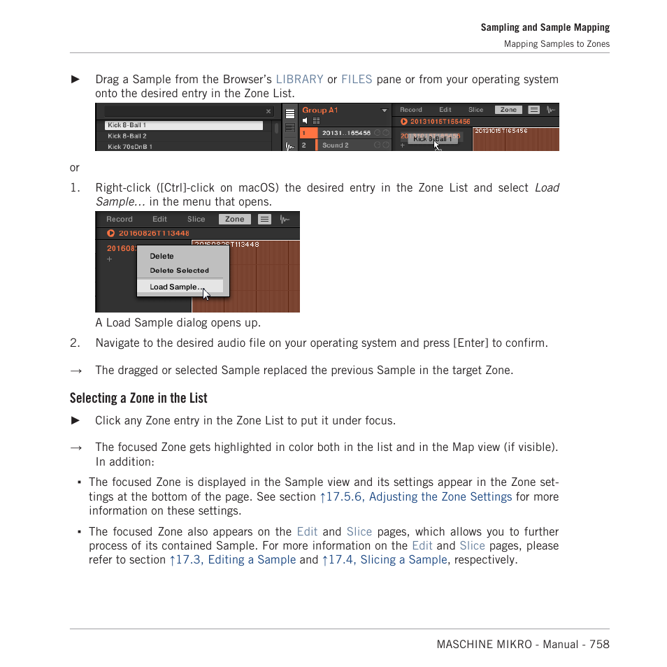 Selecting a zone in the list | Native Instruments MASCHINE MIKRO MK3 Groove Production Studio (Black) User Manual | Page 758 / 807