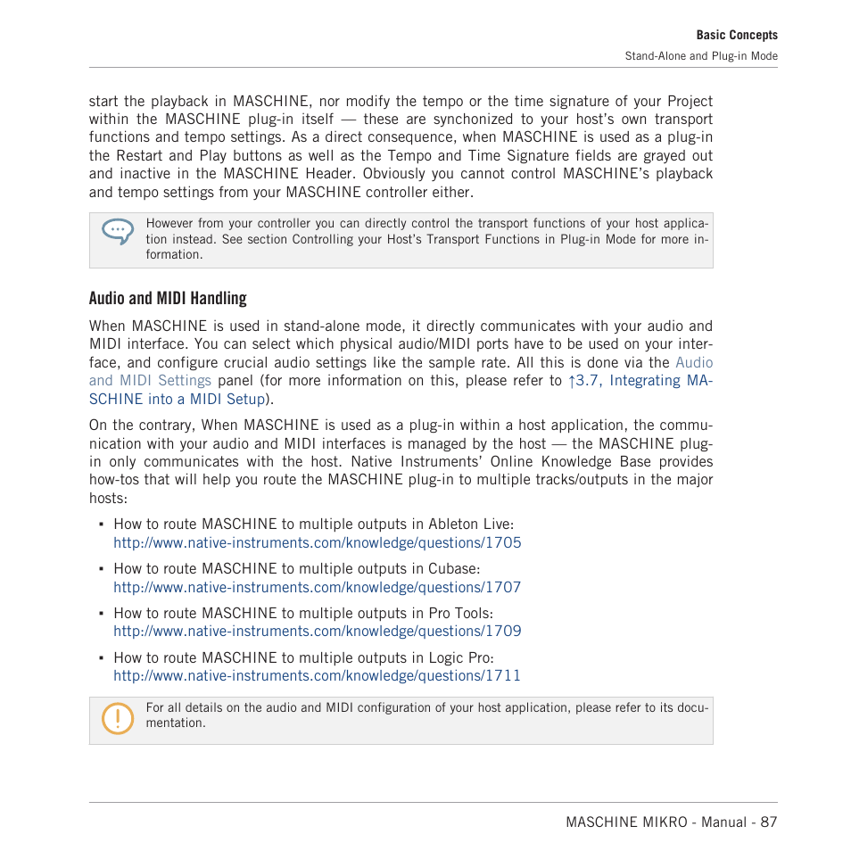 Audio and midi handling | Native Instruments MASCHINE MIKRO MK3 Groove Production Studio (Black) User Manual | Page 87 / 807