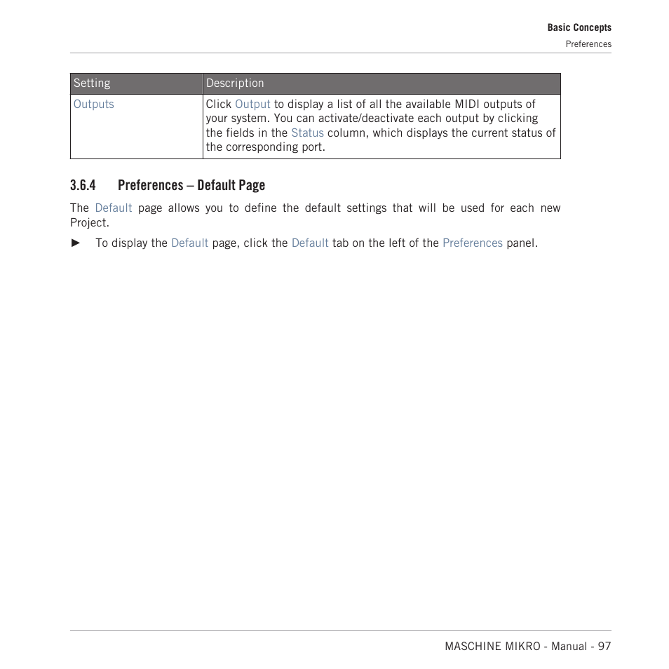 4 preferences – default page | Native Instruments MASCHINE MIKRO MK3 Groove Production Studio (Black) User Manual | Page 97 / 807