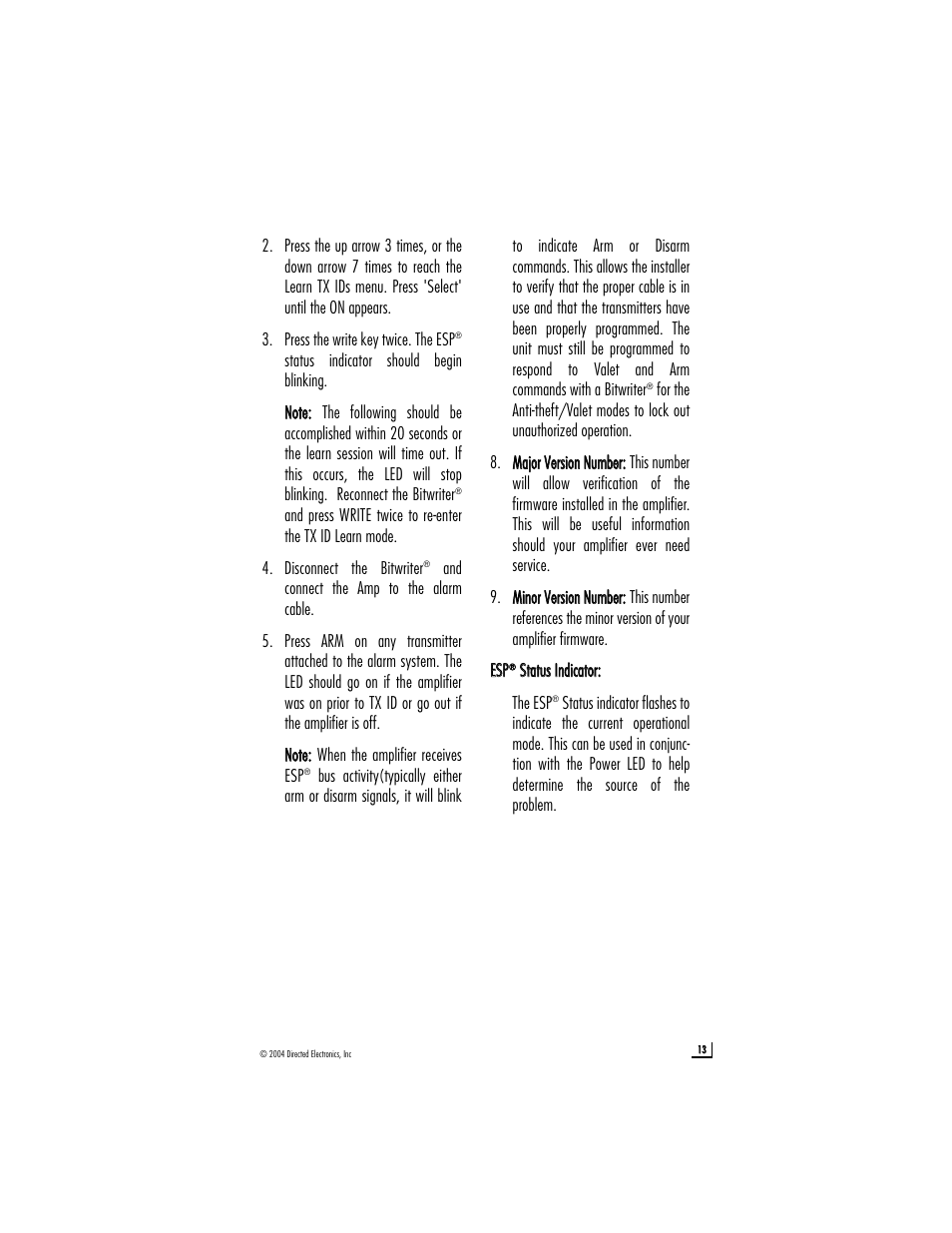 Directed Electronics A1004 User Manual | Page 13 / 23