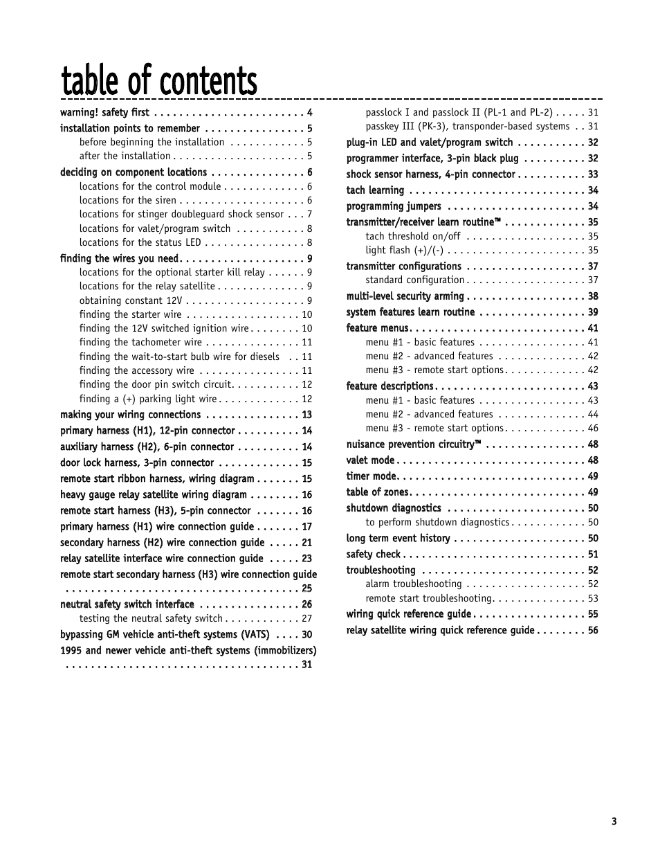 Ttaabbllee ooff ccoonntteennttss | Directed Electronics SR6000 User Manual | Page 3 / 57