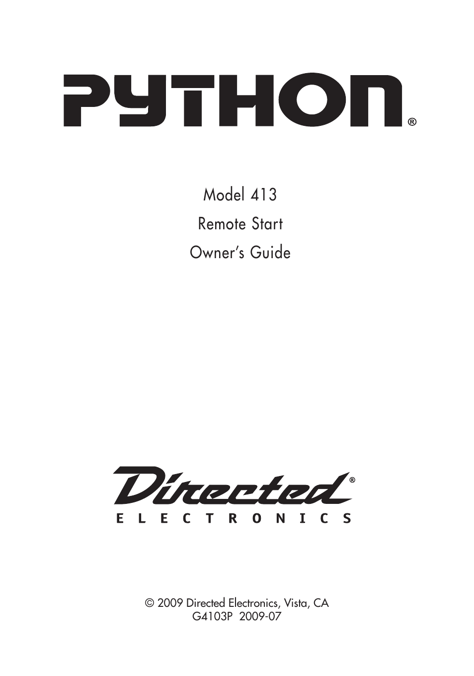 Directed Electronics PYTHON 413 User Manual | 28 pages