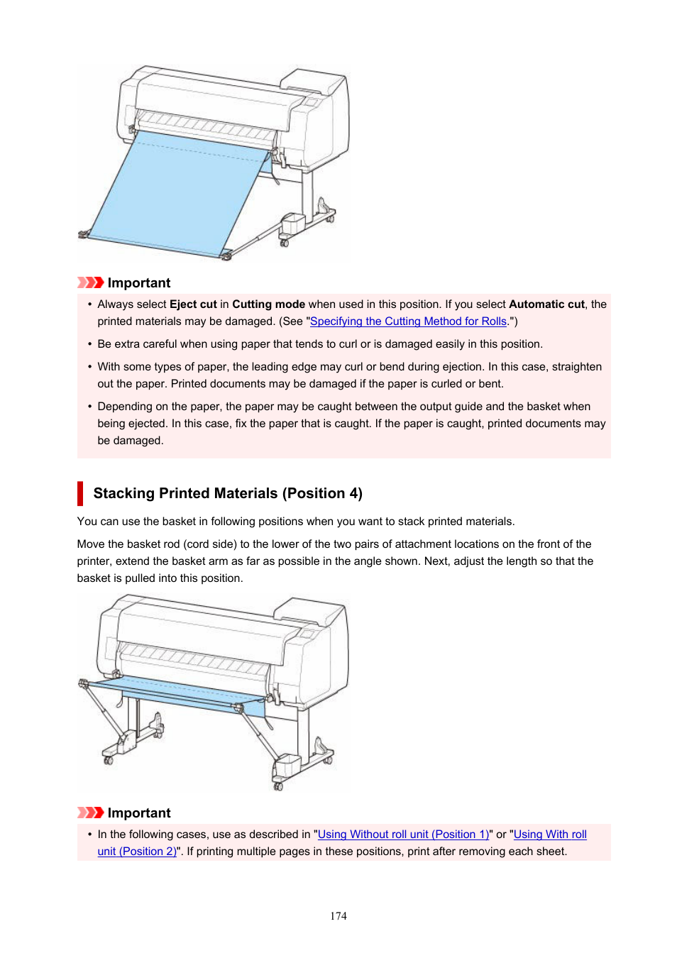 Stacking printed materials (position 4) | Canon imagePROGRAF TX-3100 36" Printer with Basket User Manual | Page 174 / 1073