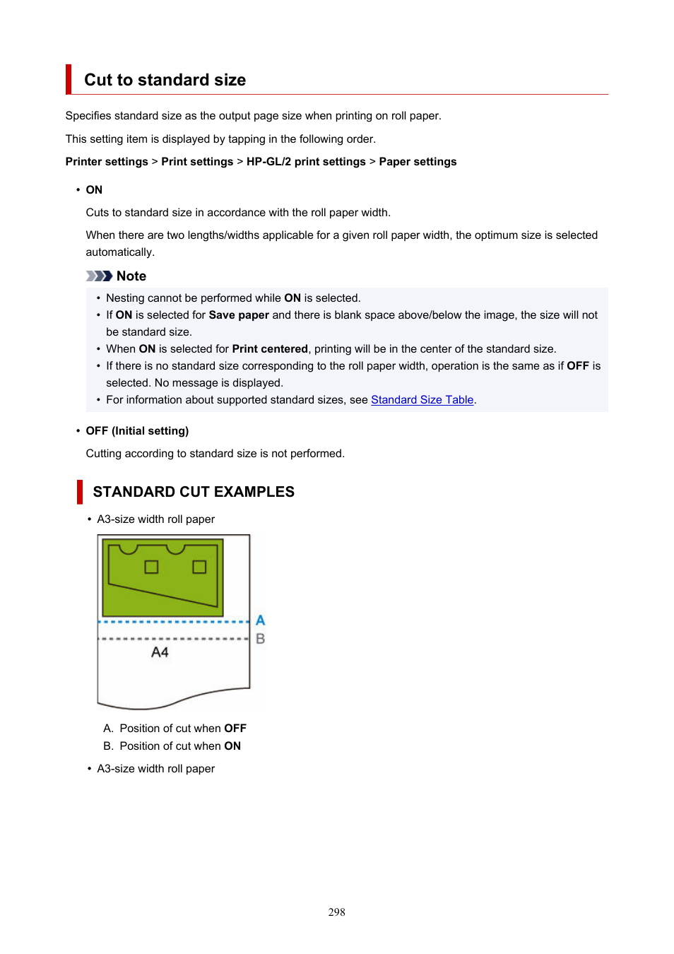 Cut to standard size, Standard cut examples | Canon imagePROGRAF TX-3100 36" Printer with Basket User Manual | Page 298 / 1073