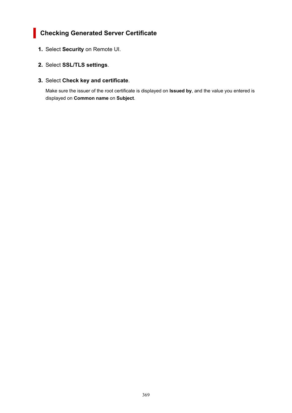Checking generated server certificate | Canon imagePROGRAF TX-3100 36" Printer with Basket User Manual | Page 369 / 1073