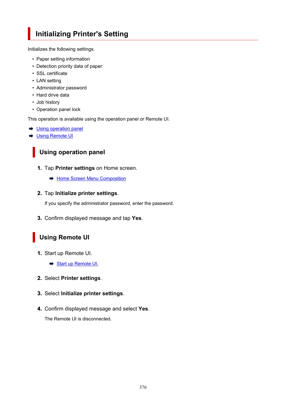 Initializing printer's setting | Canon imagePROGRAF TX-3100 36
