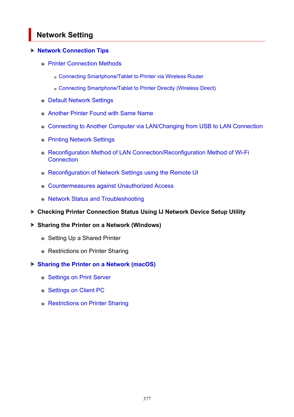 Network setting | Canon imagePROGRAF TX-3100 36" Printer with Basket User Manual | Page 377 / 1073