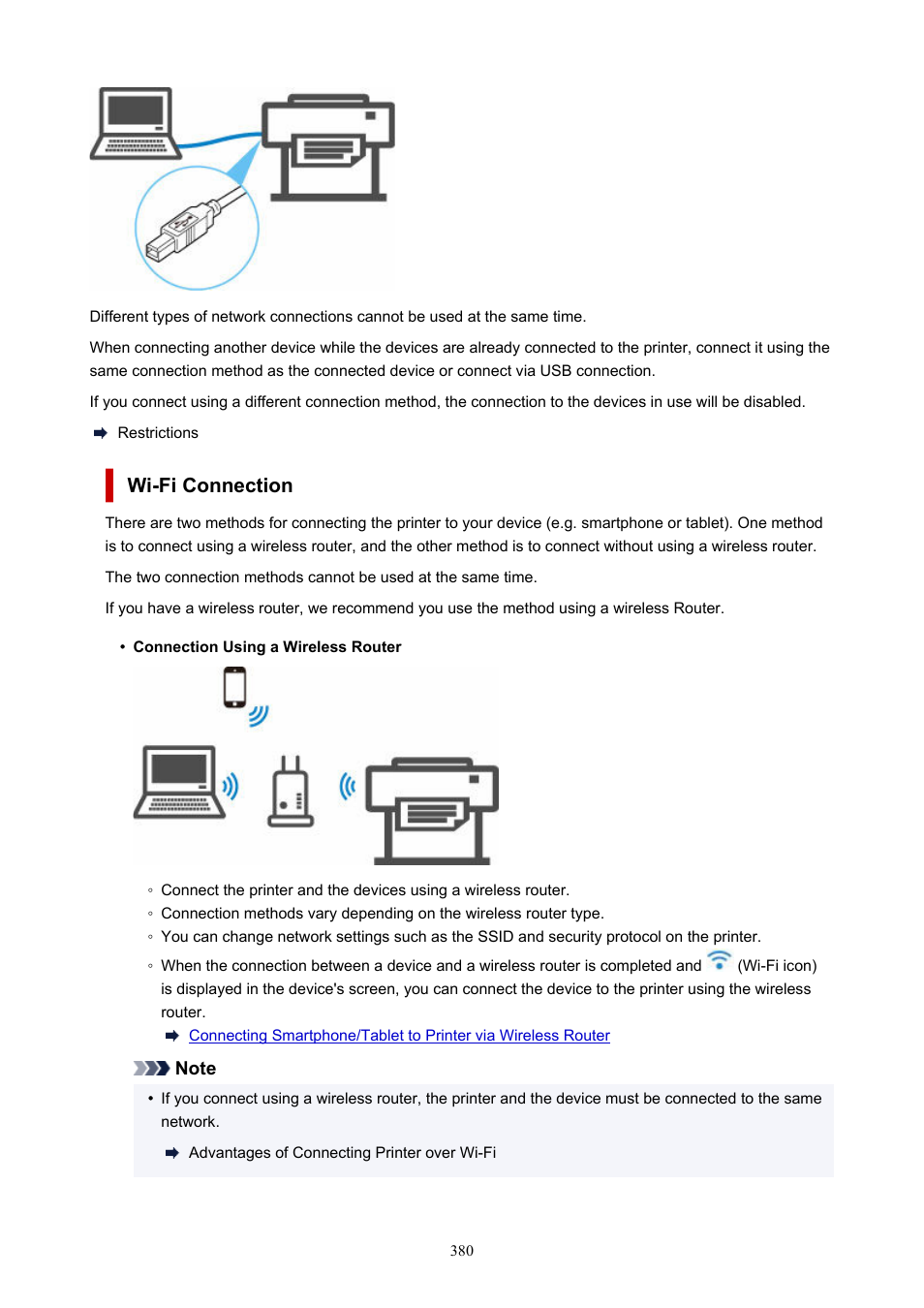 Wi-fi connection, Using wi-fi router | Canon imagePROGRAF TX-3100 36" Printer with Basket User Manual | Page 380 / 1073