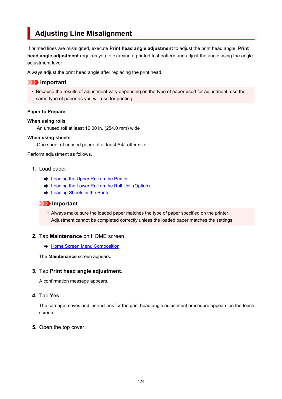 Adjusting line misalignment | Canon imagePROGRAF TX-3100 36" Printer with Basket User Manual | Page 424 / 1073