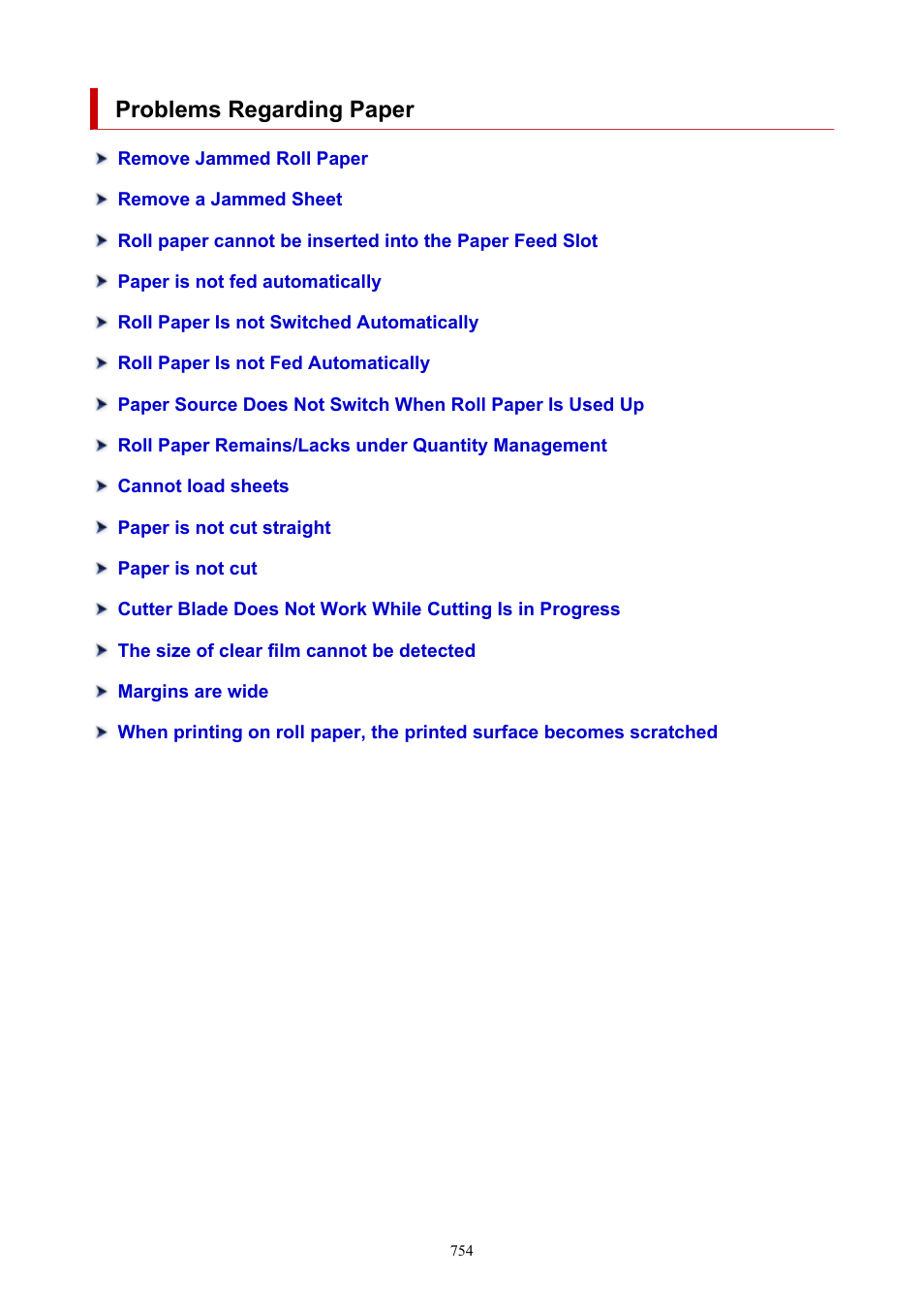 Problems regarding paper | Canon imagePROGRAF TX-3100 36" Printer with Basket User Manual | Page 754 / 1073