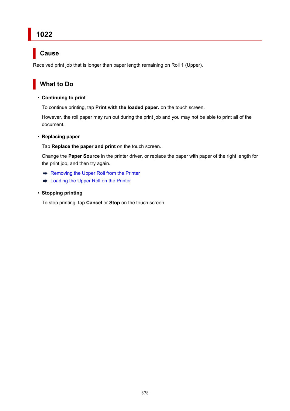 Cause, What to do | Canon imagePROGRAF TX-3100 36" Printer with Basket User Manual | Page 878 / 1073