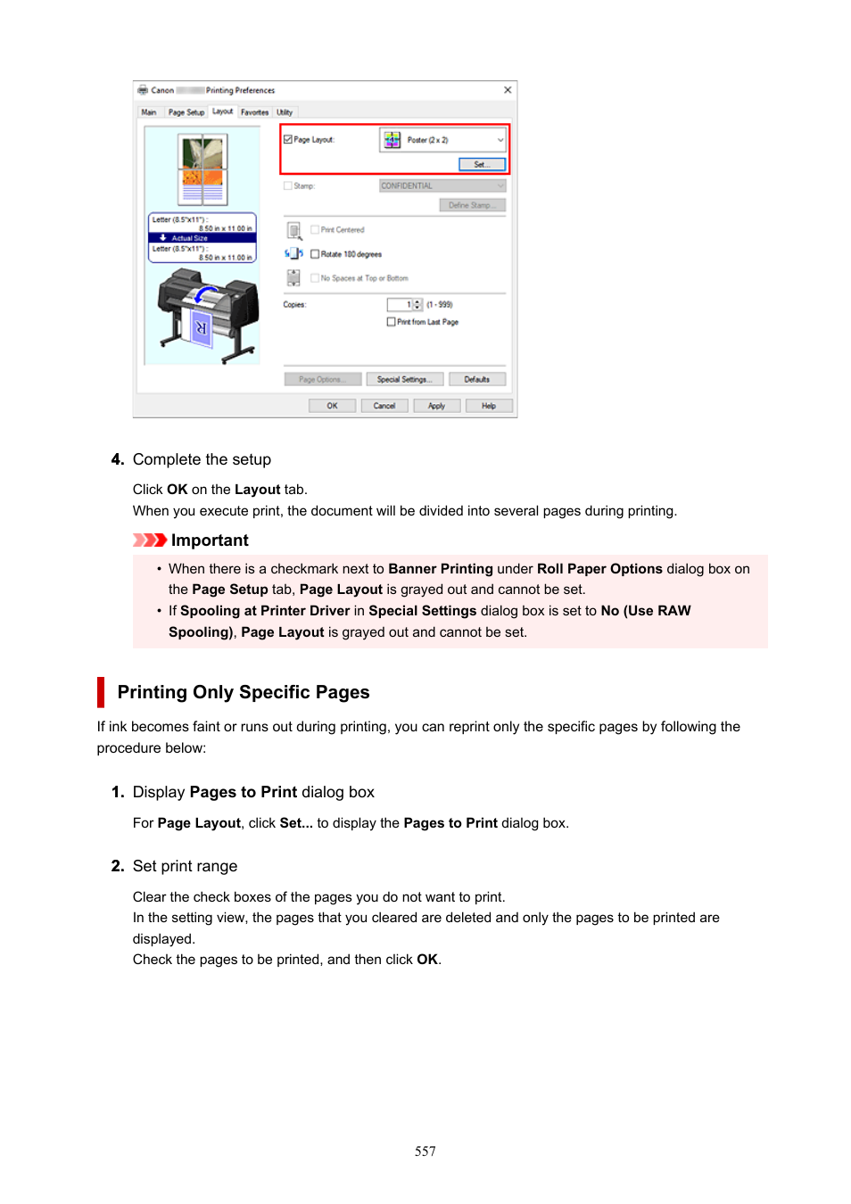 Printing only specific pages | Canon imagePROGRAF GP-4000 User Manual | Page 557 / 1015