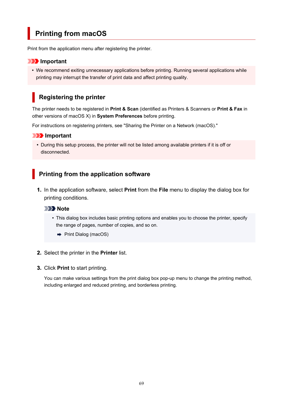 Printing from macos | Canon imagePROGRAF GP-4000 User Manual | Page 69 / 1015