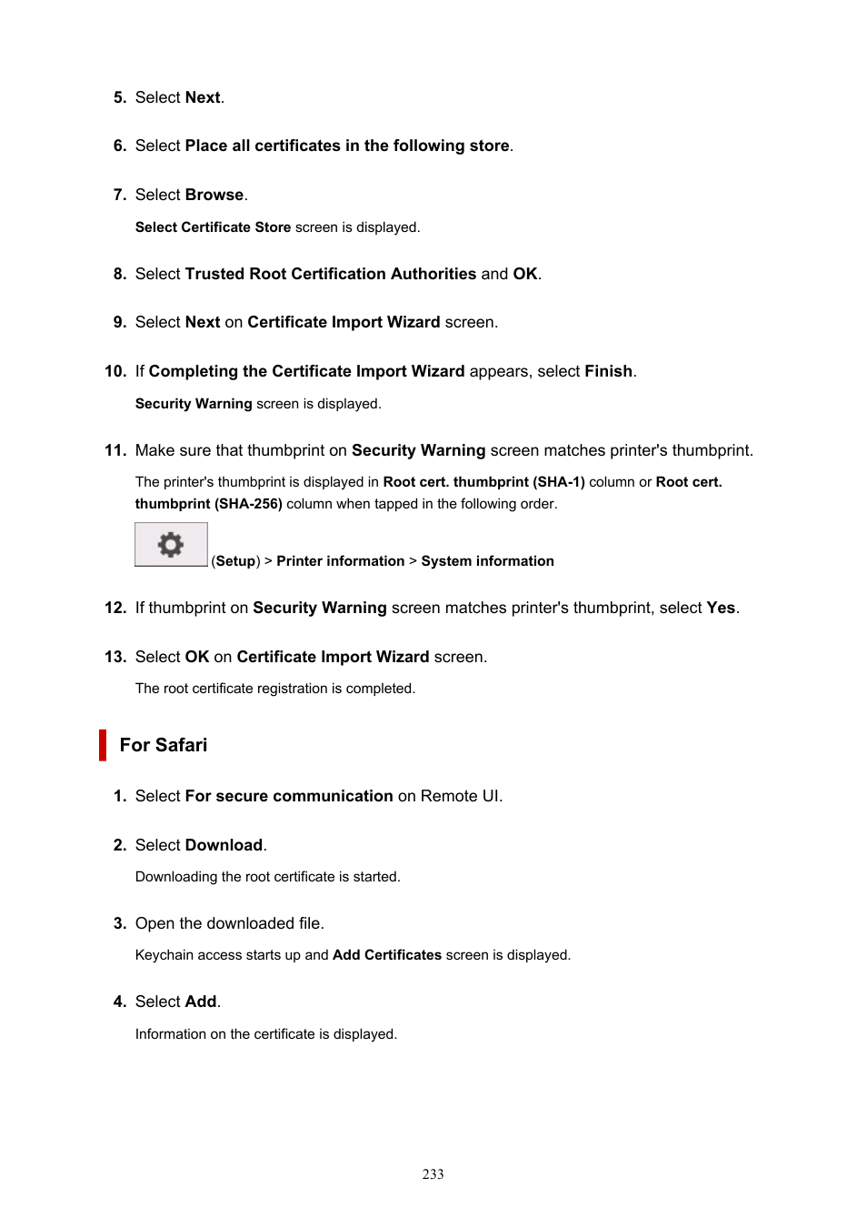 For safari | Canon imagePROGRAF TA-20 MFP 24" Large Format Printer with L24ei Scanner and Stand Kit User Manual | Page 233 / 926