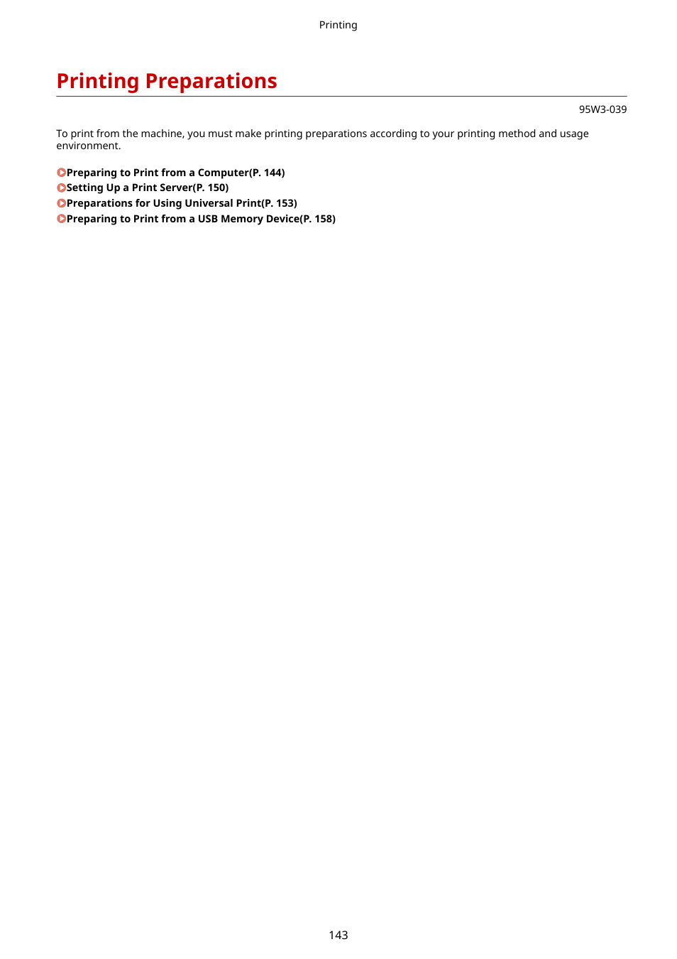 Printing preparations, Printing preparations(p. 143) | Canon imageCLASS LBP674Cdw Wireless Color Laser Printer User Manual | Page 151 / 565