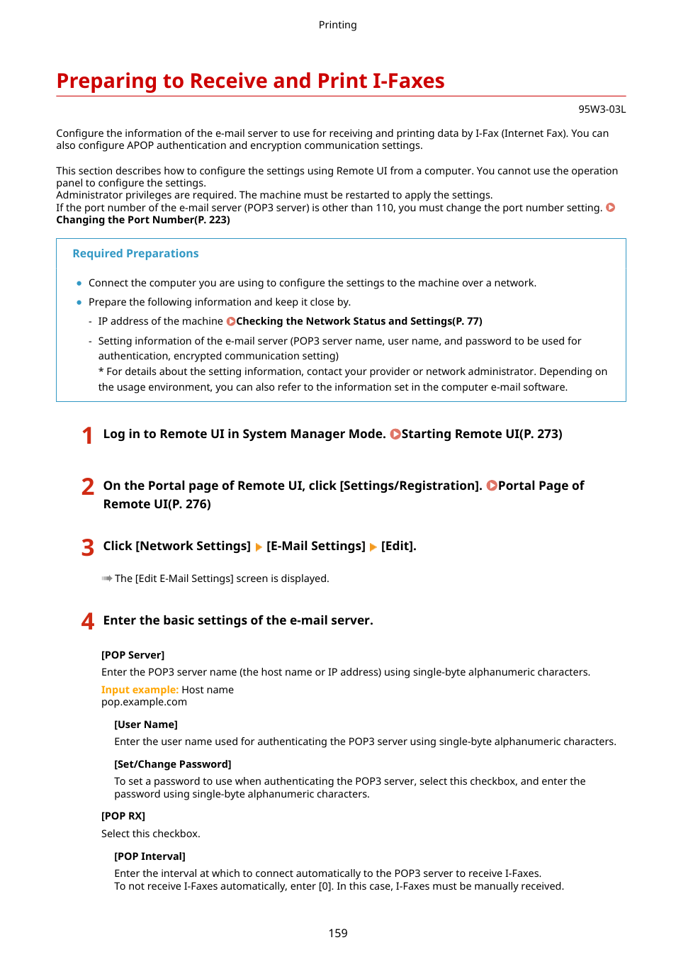 Preparing to receive and print i-faxes, Preparing to receive and print i-faxes(p. 159) | Canon imageCLASS LBP674Cdw Wireless Color Laser Printer User Manual | Page 167 / 565