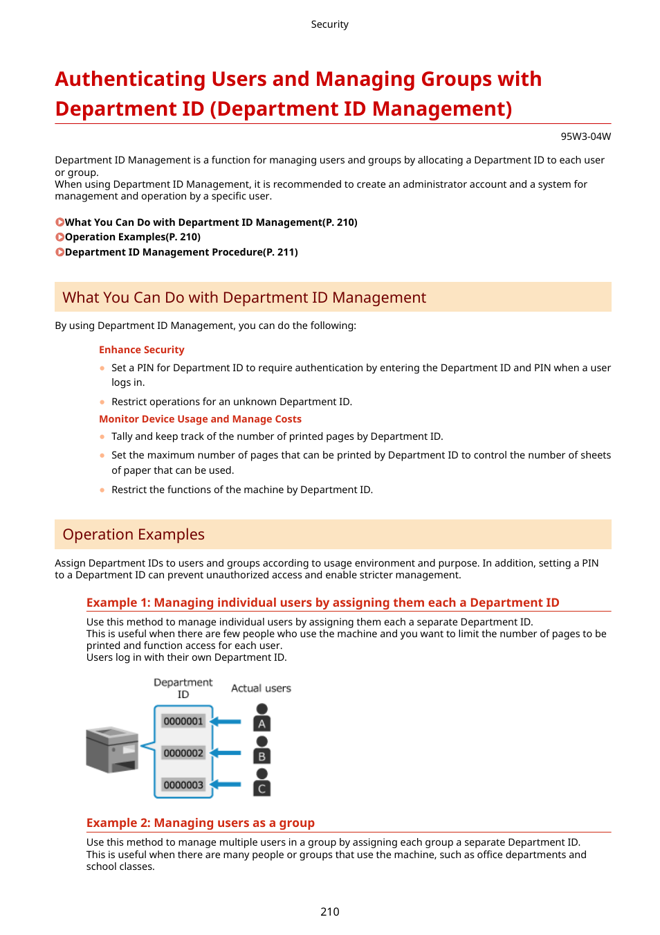 What you can do with department id management, Operation examples | Canon imageCLASS LBP674Cdw Wireless Color Laser Printer User Manual | Page 218 / 565