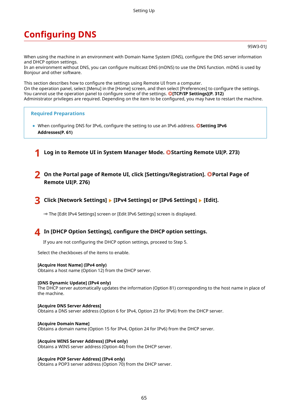 Configuring dns, Configuring dns(p. 65) | Canon imageCLASS LBP674Cdw Wireless Color Laser Printer User Manual | Page 73 / 565