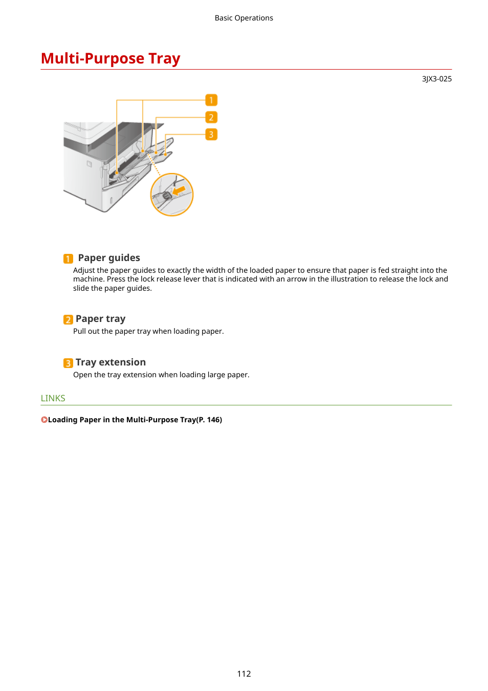Multi-purpose tray, Multi-purpose tray(p. 112) | Canon imageCLASS D1650 All-in-One Monochrome Laser Printer User Manual | Page 120 / 751