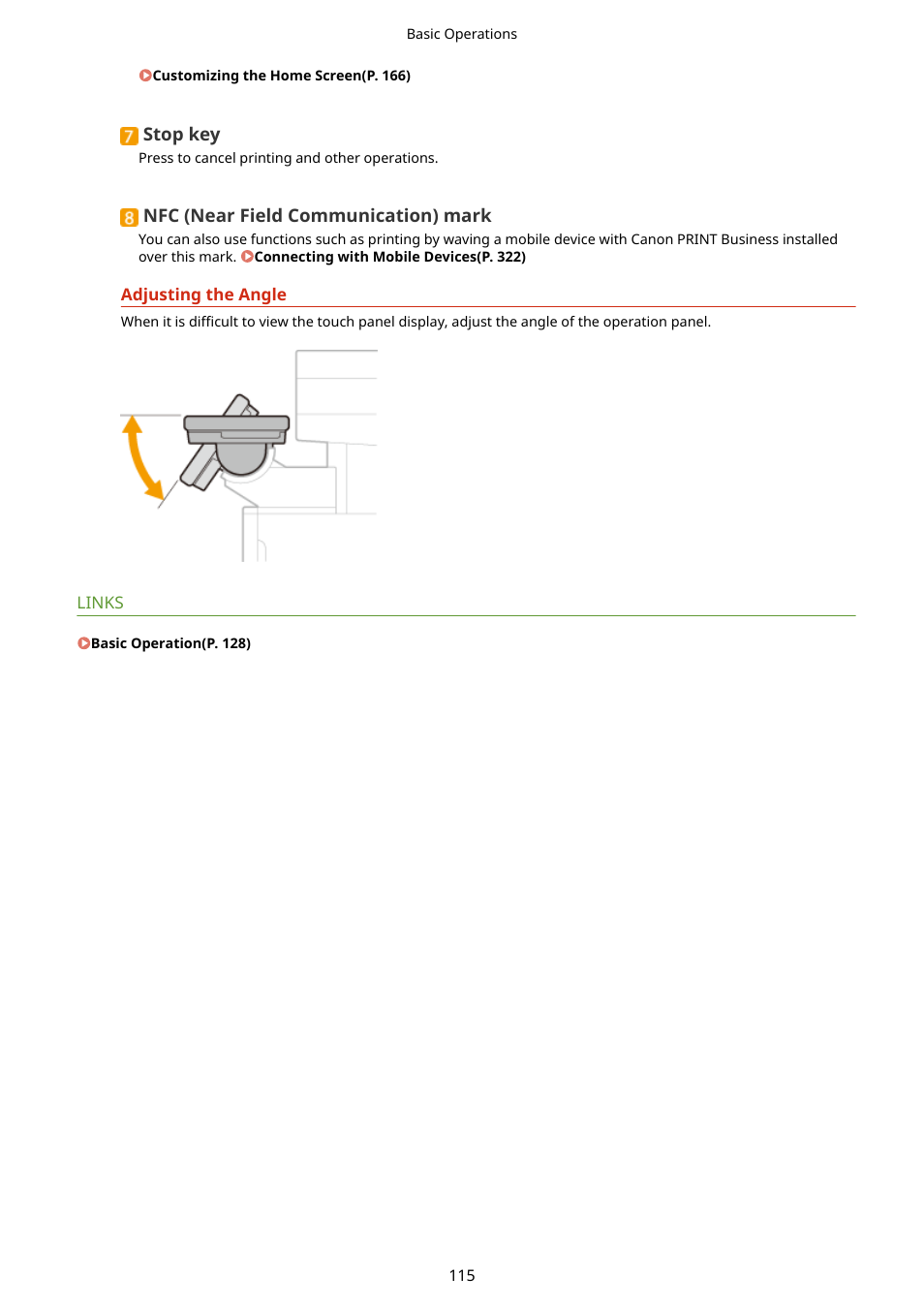 Wing the panel. adjusting the angle(p. 115) | Canon imageCLASS D1650 All-in-One Monochrome Laser Printer User Manual | Page 123 / 751