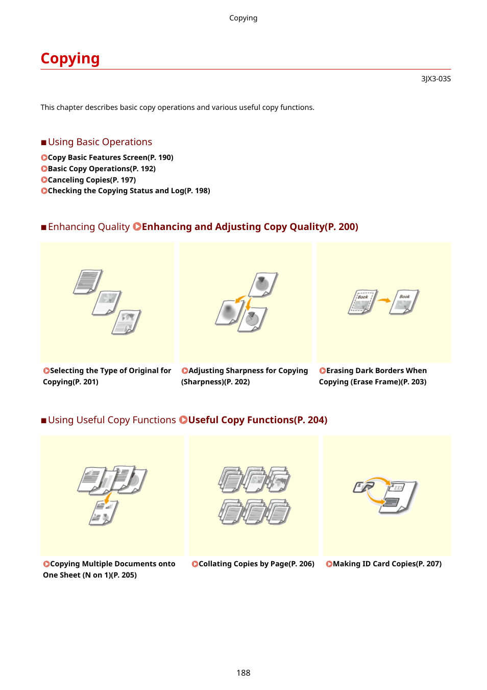 Copying, Ying. copying(p. 188) | Canon imageCLASS D1650 All-in-One Monochrome Laser Printer User Manual | Page 196 / 751