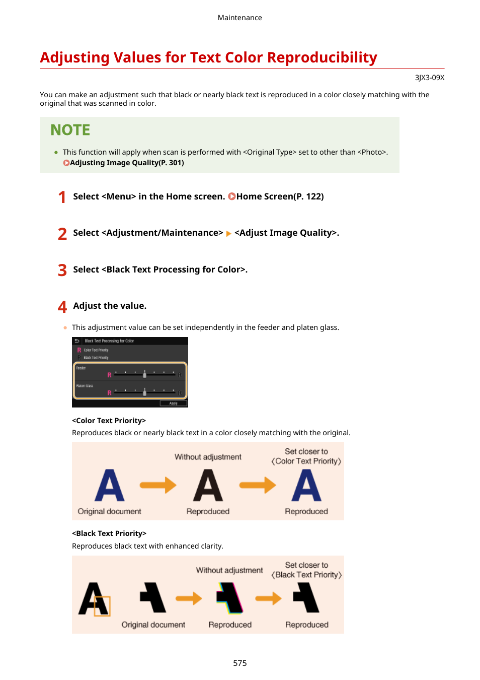 Adjusting values for text color reproducibility | Canon imageCLASS D1650 All-in-One Monochrome Laser Printer User Manual | Page 583 / 751