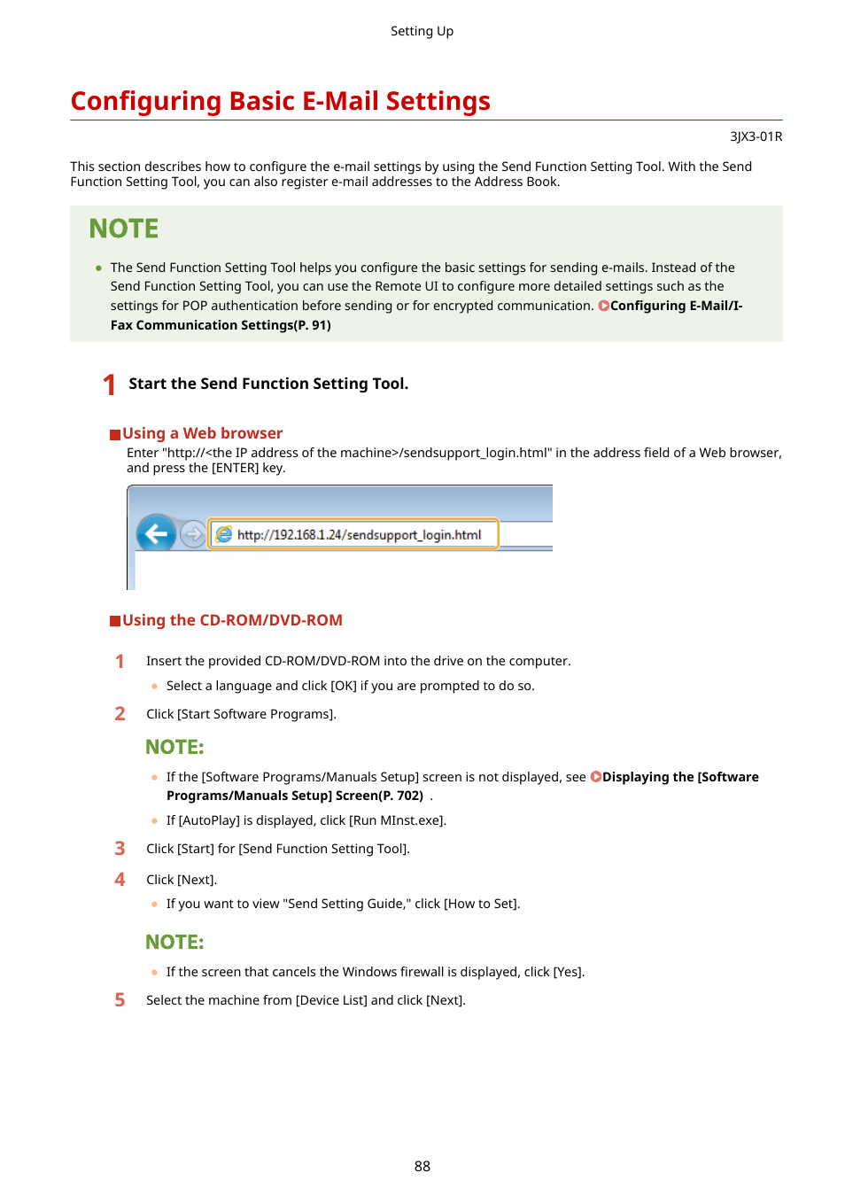 Configuring basic e-mail settings, Configuring basic e-mail settings(p. 88) | Canon imageCLASS D1650 All-in-One Monochrome Laser Printer User Manual | Page 96 / 751