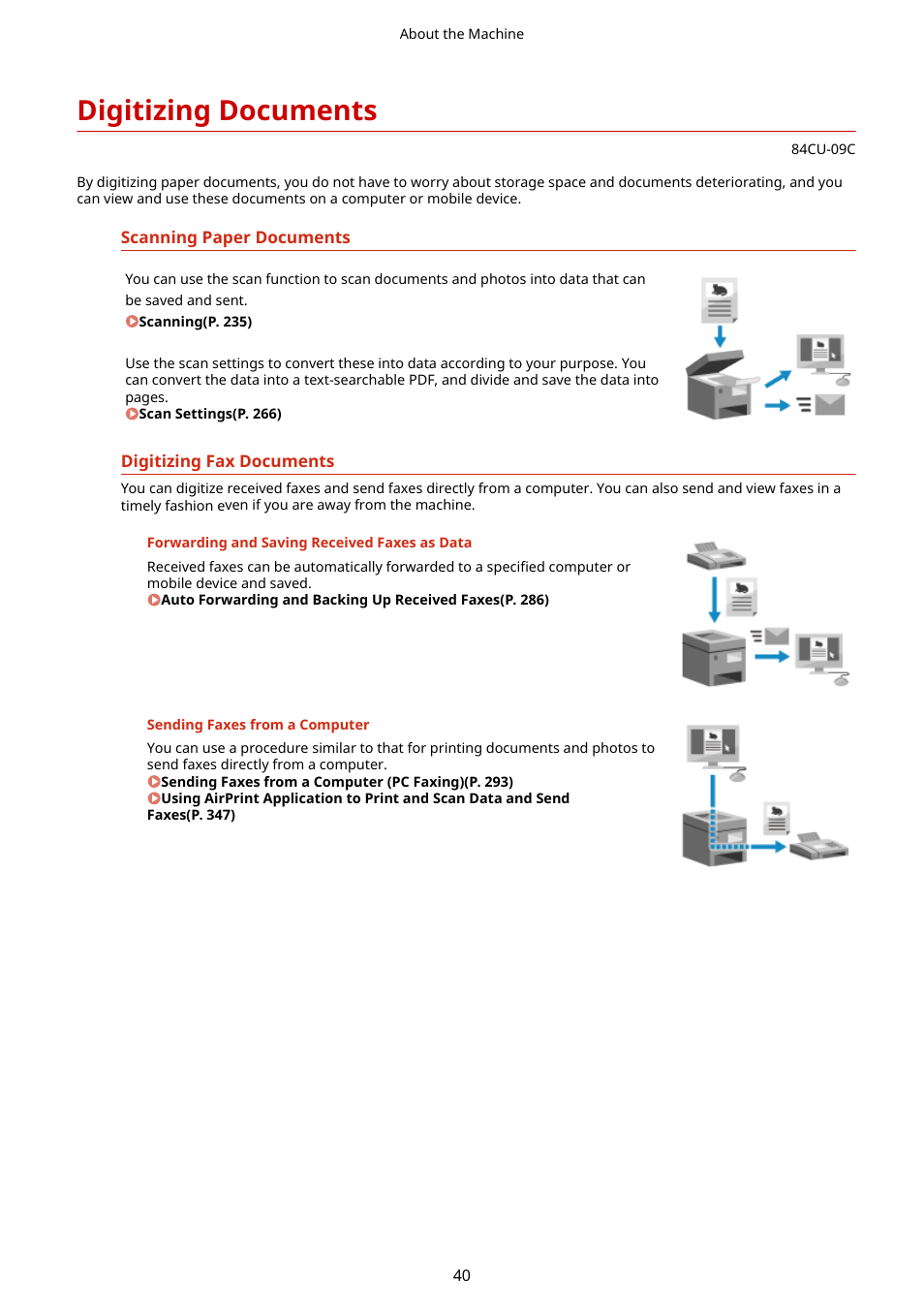 Digitizing documents, Digitizing documents(p. 40) | Canon imageCLASS MF753Cdw Multifunction Wireless Color Laser Printer User Manual | Page 50 / 801