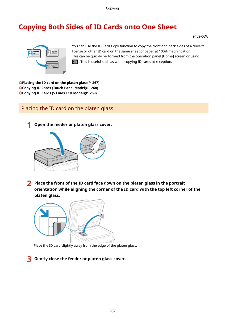 Copying both sides of id cards onto one sheet | Canon imageCLASS MF275dw Wireless All-In-One Monochrome Laser Printer User Manual | Page 276 / 633