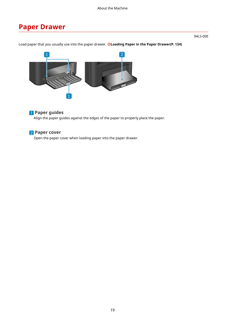 Paper drawer, Paper drawer(p. 19), Awer. paper drawer(p. 19) | Canon imageCLASS MF275dw Wireless All-In-One Monochrome Laser Printer User Manual | Page 28 / 633