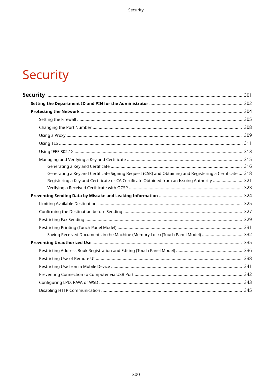 Security | Canon imageCLASS MF275dw Wireless All-In-One Monochrome Laser Printer User Manual | Page 309 / 633