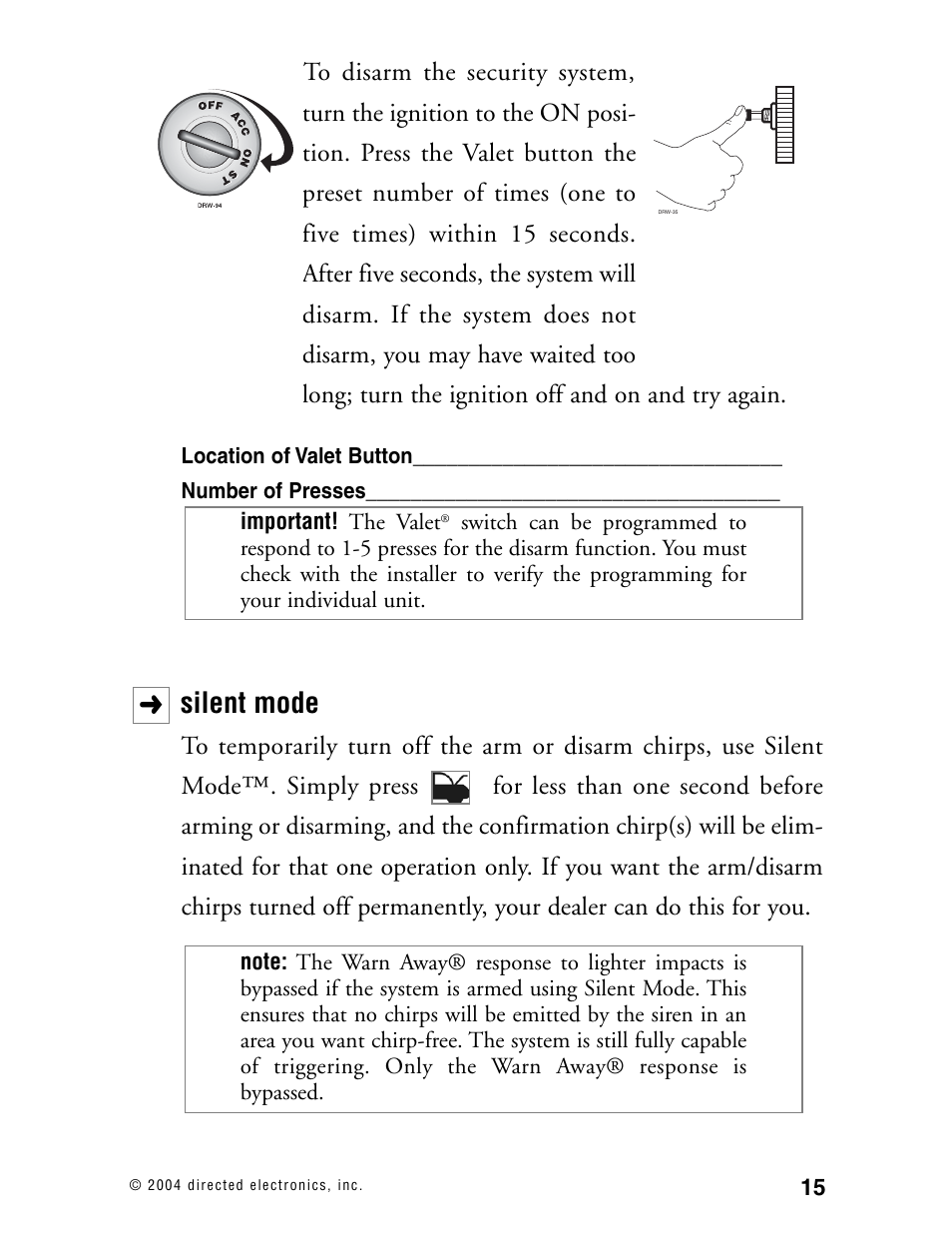 Silent mode | Directed Electronics 110XV User Manual | Page 19 / 44