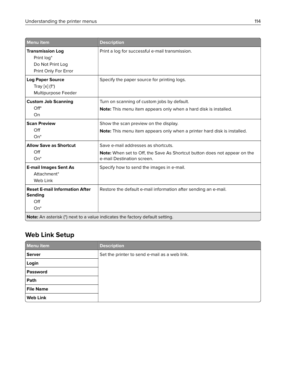 Web link setup | Lexmark CX622ade Color Laser Printer User Manual | Page 114 / 270