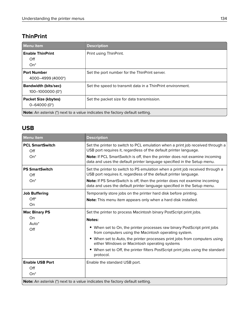 Thinprint | Lexmark CX622ade Color Laser Printer User Manual | Page 134 / 270
