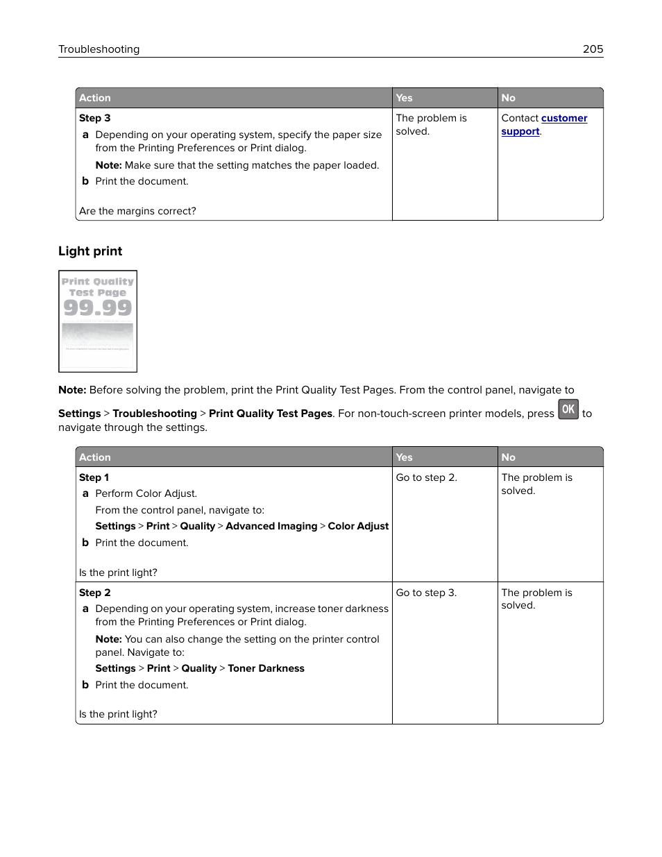 Light print | Lexmark CX622ade Color Laser Printer User Manual | Page 205 / 270