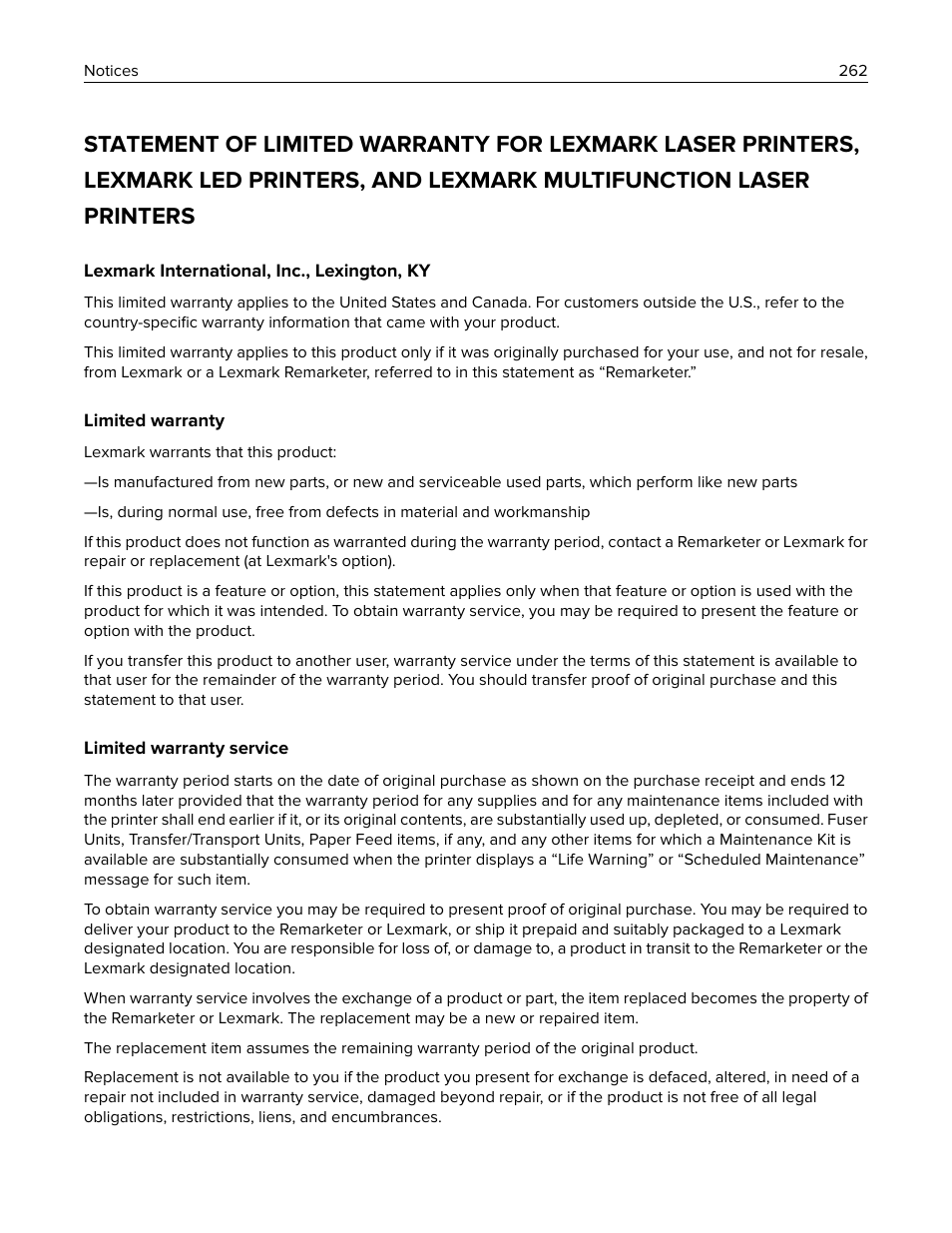 Lexmark CX622ade Color Laser Printer User Manual | Page 262 / 270