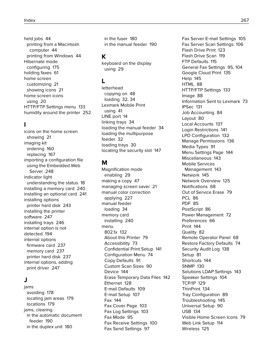 Lexmark CX622ade Color Laser Printer User Manual | Page 267 / 270