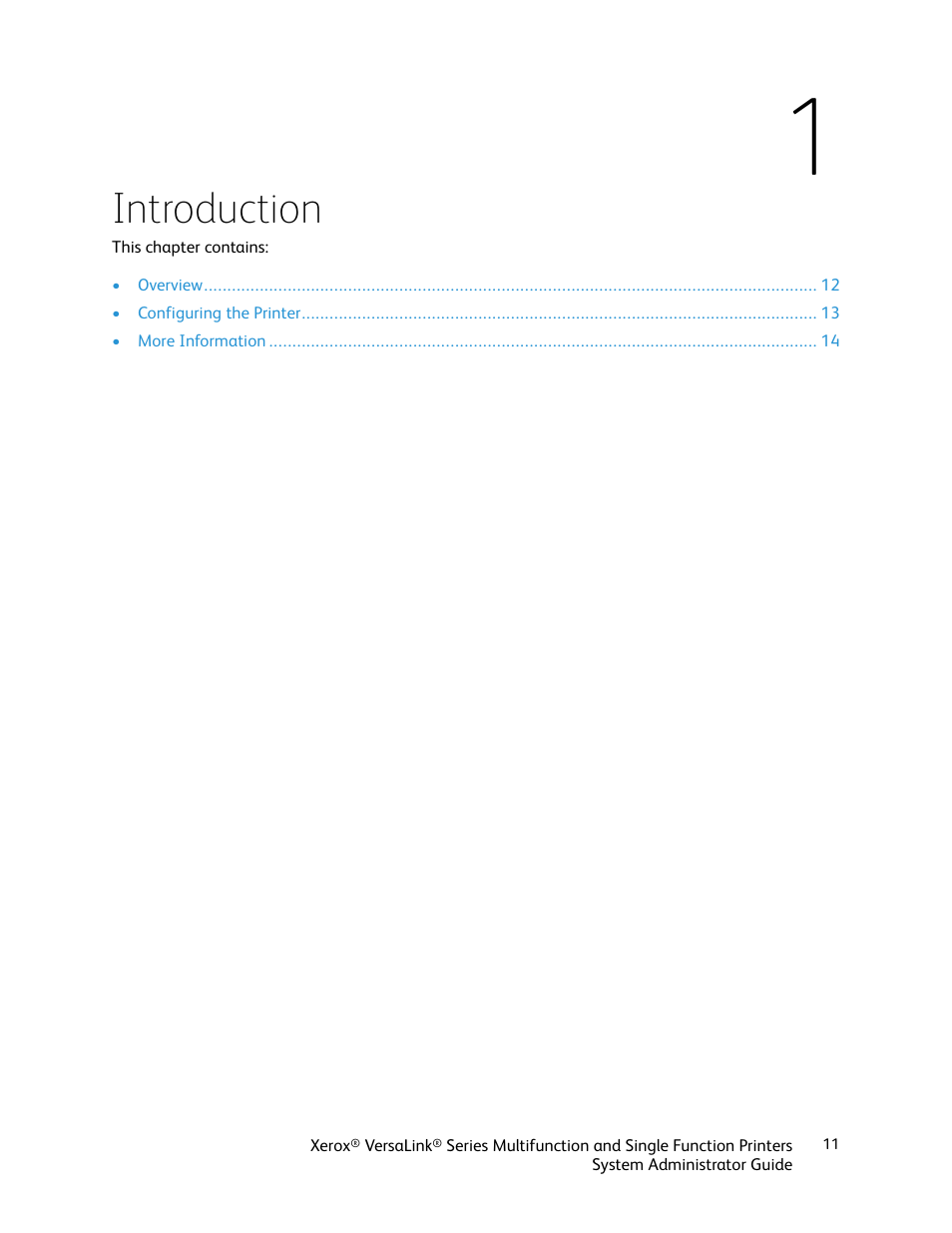 1 introduction, Introduction | Xerox VersaLink C500/DN Color Laser Printer User Manual | Page 11 / 204