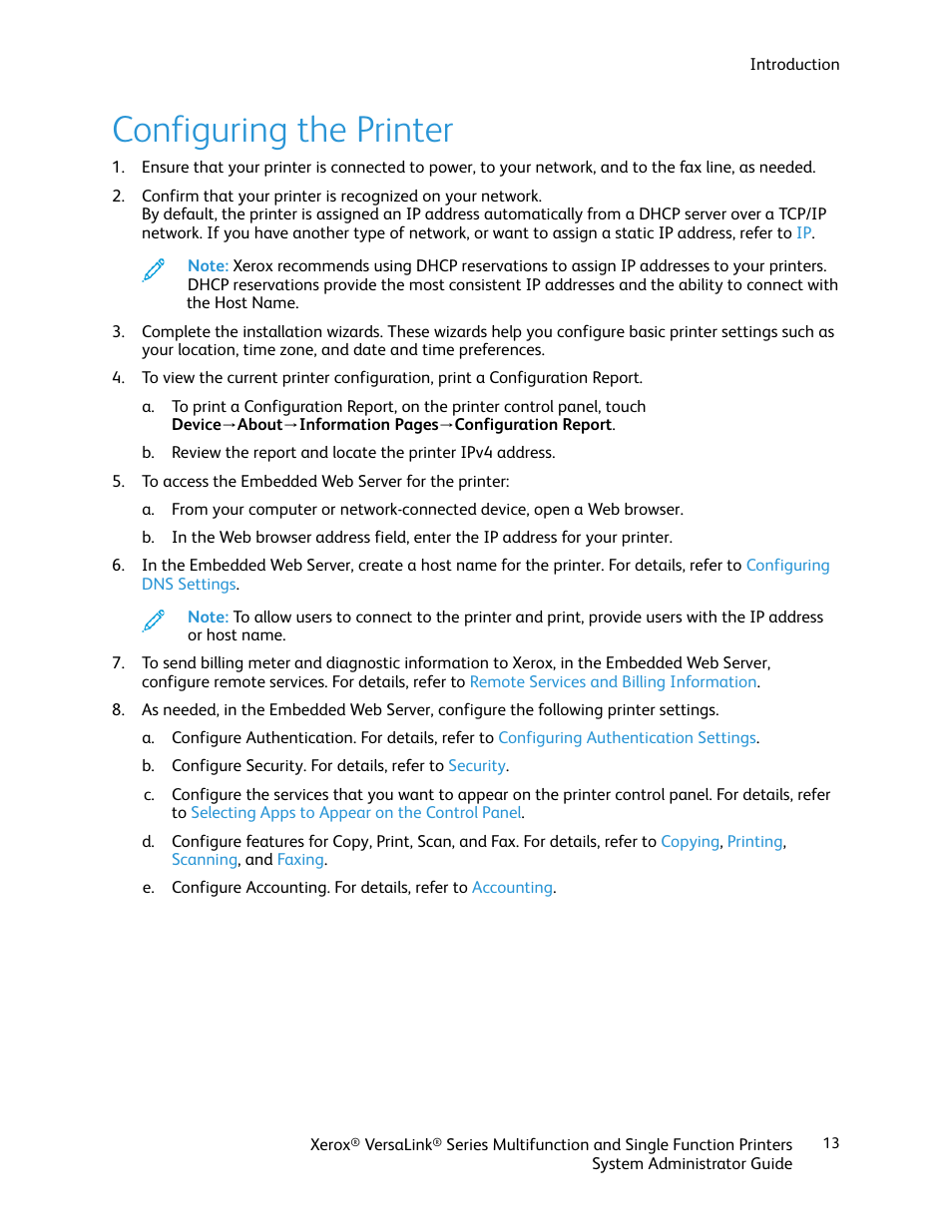 Configuring the printer | Xerox VersaLink C500/DN Color Laser Printer User Manual | Page 13 / 204