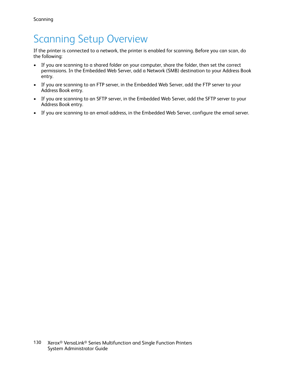 Scanning setup overview | Xerox VersaLink C500/DN Color Laser Printer User Manual | Page 130 / 204