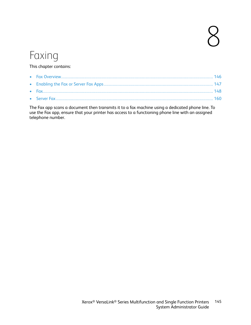8 faxing, Faxing | Xerox VersaLink C500/DN Color Laser Printer User Manual | Page 145 / 204