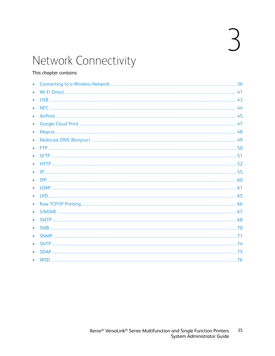 3 network connectivity, Network connectivity | Xerox VersaLink C500/DN Color Laser Printer User Manual | Page 35 / 204