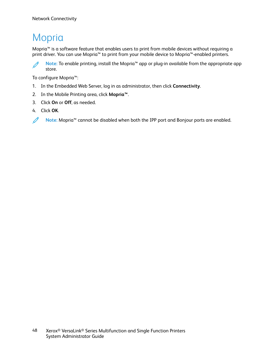 Mopria | Xerox VersaLink C500/DN Color Laser Printer User Manual | Page 48 / 204