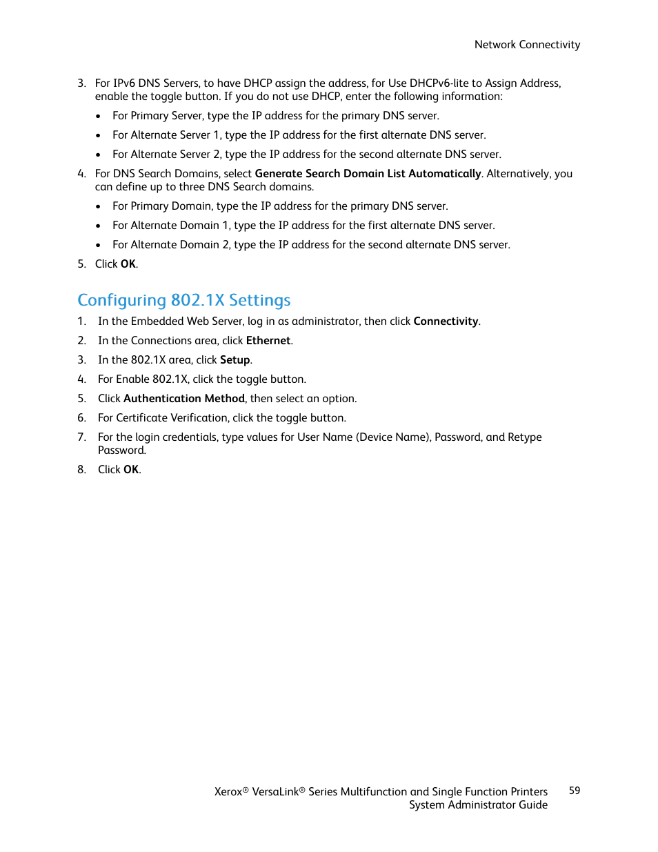 Configuring 802.1x settings | Xerox VersaLink C500/DN Color Laser Printer User Manual | Page 59 / 204